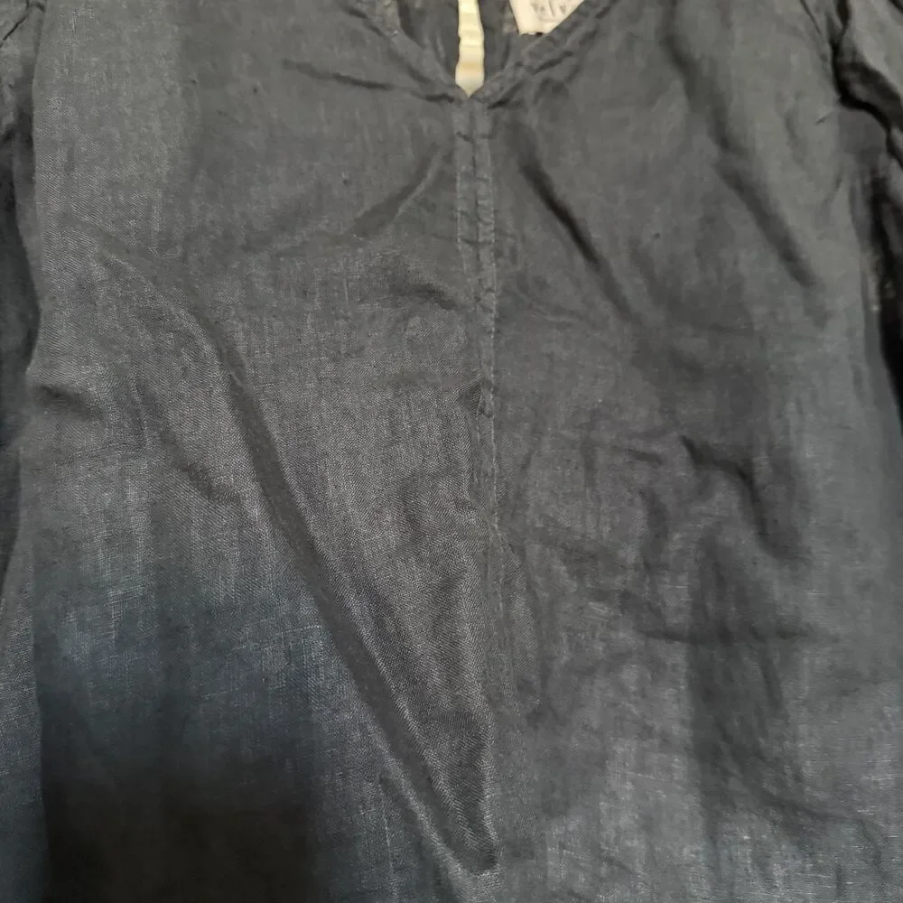 Velvet Graham Spencer 100% linen black fluttler sleeve top classic XL - Picture 9 of 11